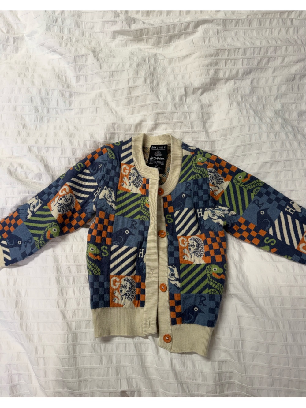 BoxLunch Harry Potter patchwork sweater cardigan